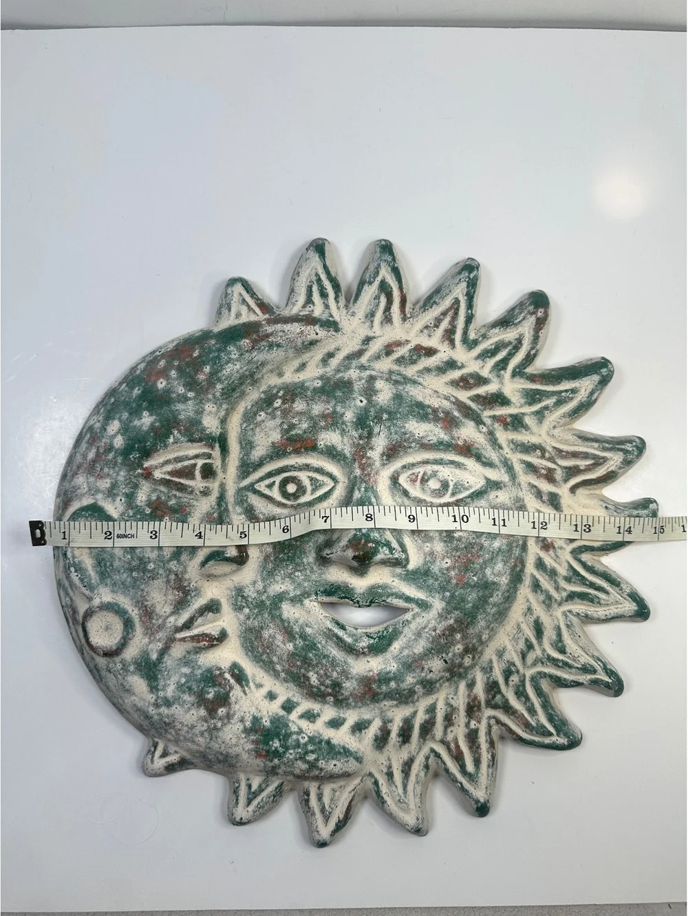 Rustic Handcrafted Sun Moon Celestial Ceramic Wall Decor Southwest Folk Art